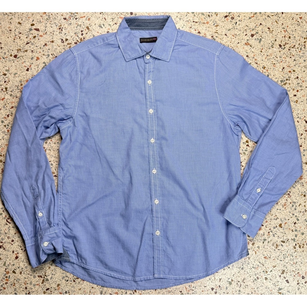 Napapijri Men's Small Check Pattern‎ Long Sleeve Shirt Size Large